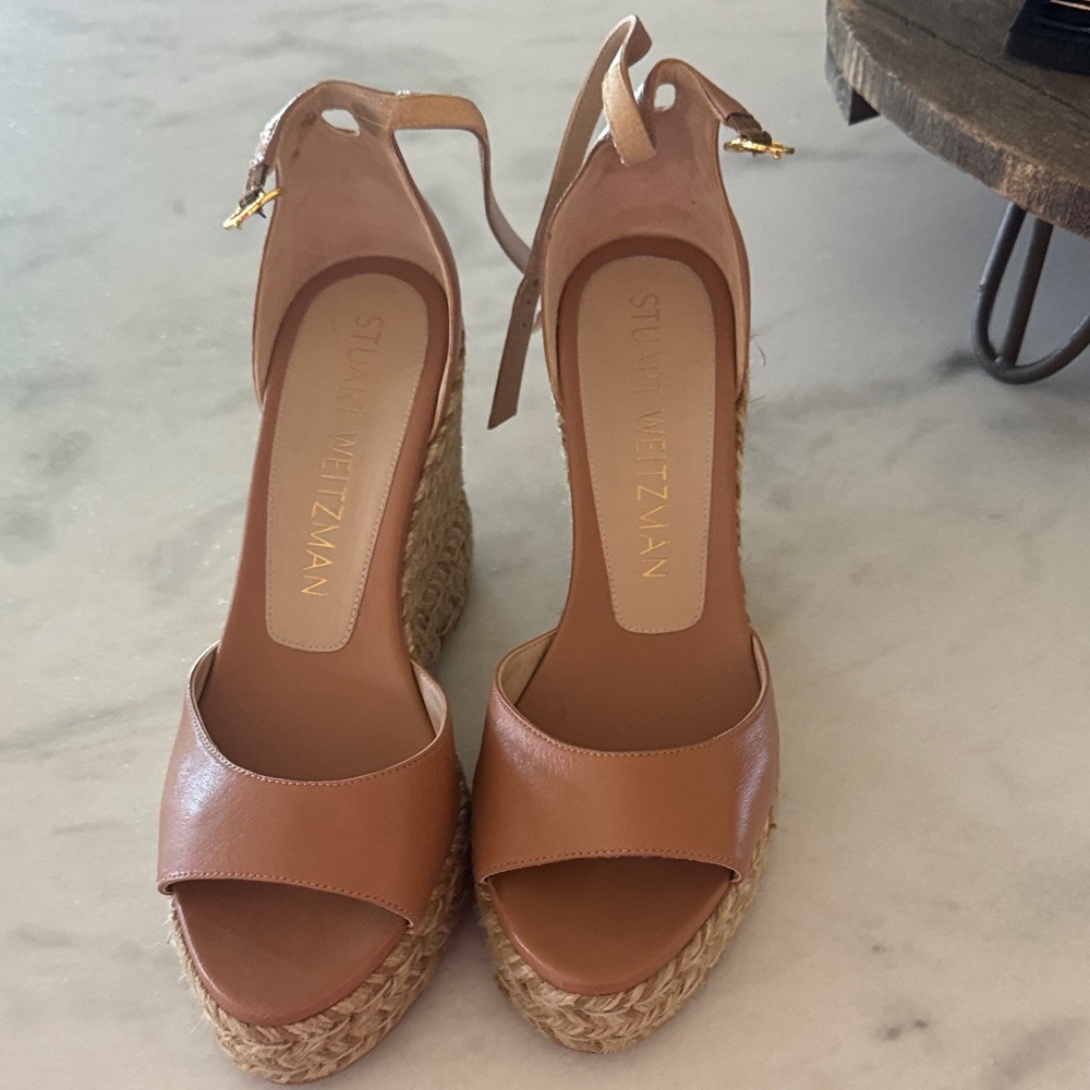 Stuart Weitzman Brown Leather Wedges